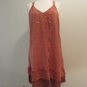 Raya Sun Orange Big Cat Print Embroidered Sun Dress 3X